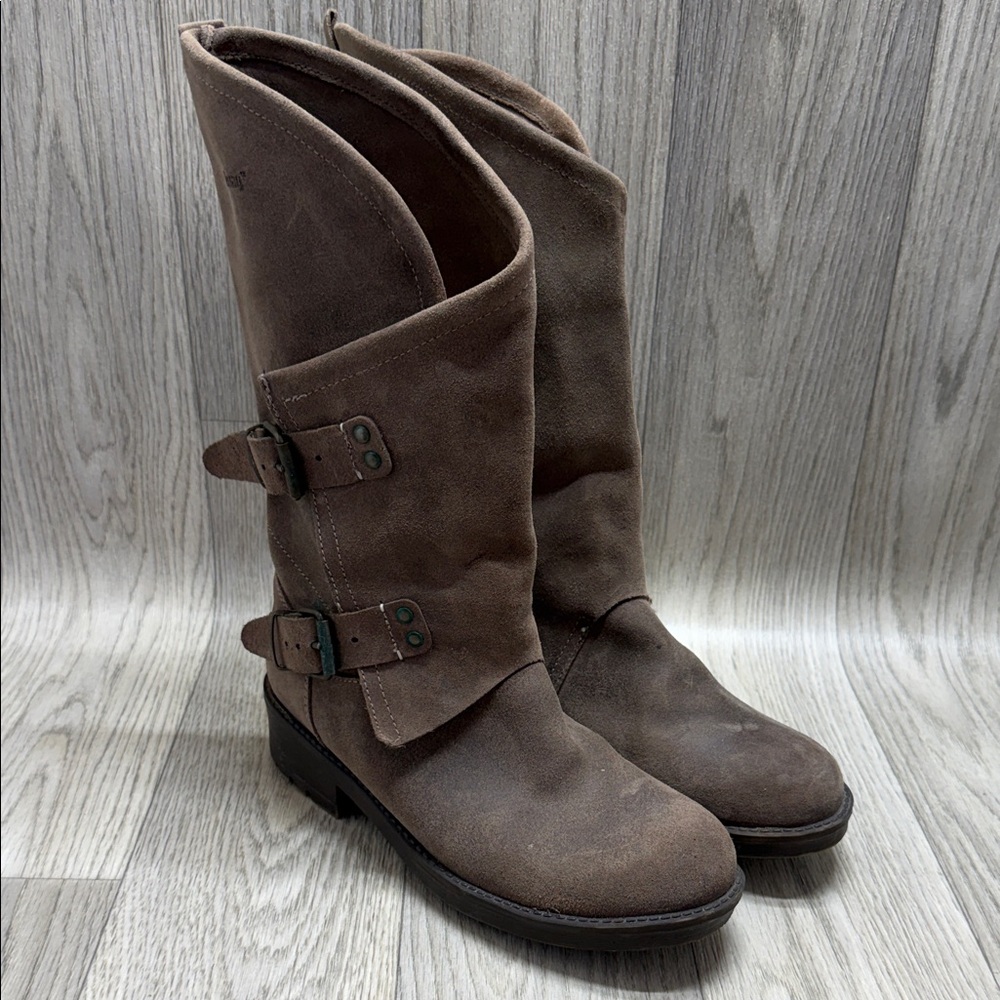 Coolway Just Be Yourself Alida Brown Suede Moto Boots